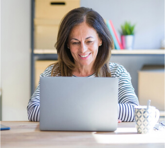 Woman working on a laptop